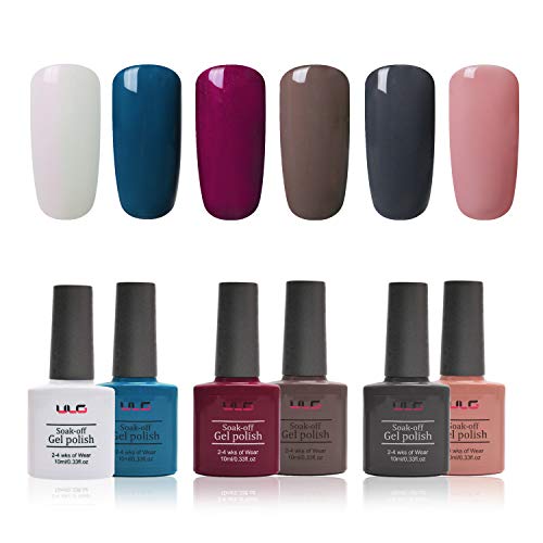ULG Gel Nail Polish Set Dark Color Soak Off UV LED Nail Gel Kit Art Box