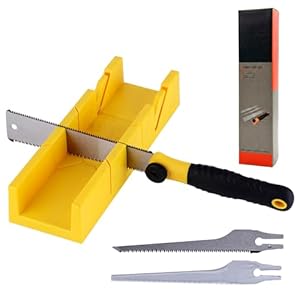 4-teiliges Gehrungslade-Set mit Japansäge – Präzisions-Schneidlade für Winkelschnitte 45°, 90°, 135° in Holz, Kunststoff & MDF – Inklusive 3 Wechselblättern für Holz, Metall & Gipskarton