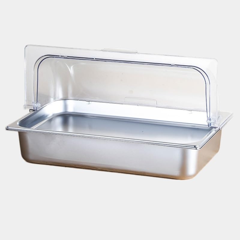 XLIHAWY Countertop Food Display Container Ice Food Serving Tray, Condiment Dispenser with Lid for Salad Dressing Appetizer Spice Fruit Cold Serving Buffet(3)