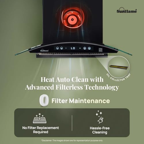 Image of Sunflame 75 cm BLDC Chimney with 1400 m /h suction | Low Noise Operation with Heat Auto Clean | 12 Year Motor Coverage | SF-RE75