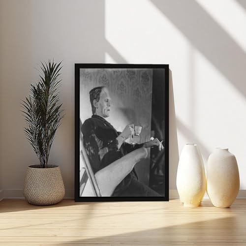 Tableau Frankenstein noir et blanc sur toile avec cadre haut de gamme