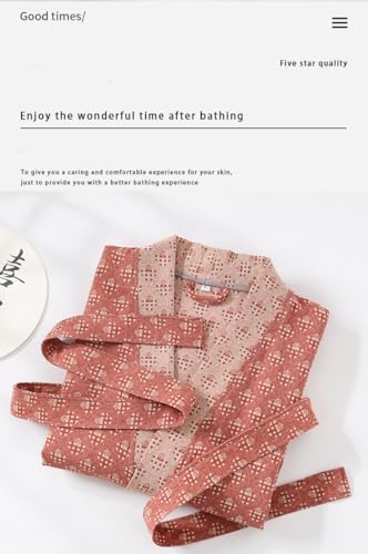 Unisex Cotton Double-layer Gauze Bathrobe Loose Hotel Home Nightgown Japanese Kimono Robe2