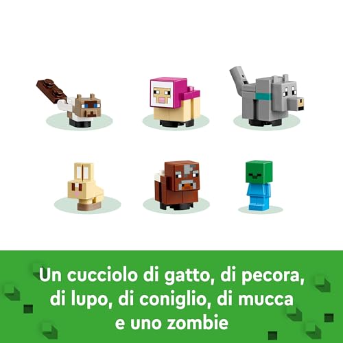 Minecraft Il Santuario degli Animali Giocattolo per Bambine e Bambini da 7 Anni in su, Regalo per Gamer e Fan, Modellino in Mattoncini del Bioma delle Pianure con Tanti Personaggi 21253 - Lego - Immagine 3