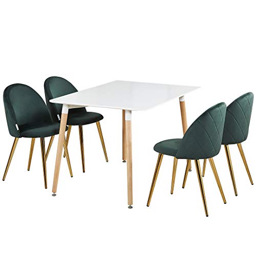 Life Interiors: Lucia - Juego de 4 sillas de comedor de terciopelo y mesa de comedor moderna Cover