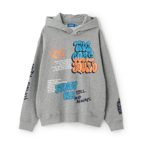 [GLAZOS] [グラソス] 【毛玉になりにくい】ランダムプリントビッグパーカー トップ グレー 150cmのサムネイル