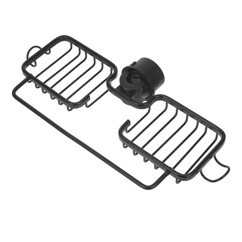 jojofuny Organizador para Fregadero con Soporte para Esponja y Bayeta Escurridor de Aluminio para Cocina y Baño Doble Cesta con Barra para Colgar y Drenaje