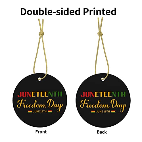 Happy Juneteenth Day Freedom 1865 Xmas Ceramic Hanging Ornaments Home Christmas Tree Decorations Double-Sided Printing Round Pendants #TOP2