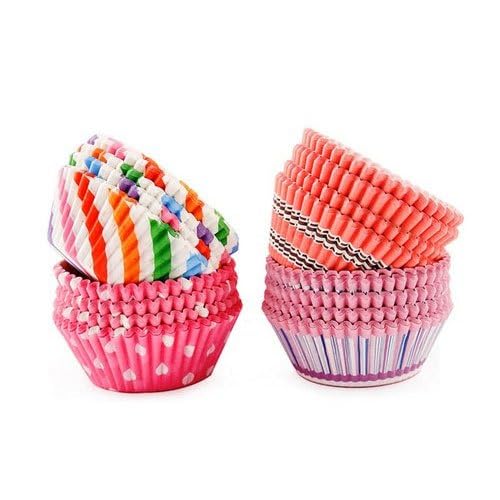 Inditradition Paper Baking Cupcake Liners for Muffins, Cakes, Laddu Sweets Packing - Pack of 500 Cups, Multicolour (Large, 45x25 mm)