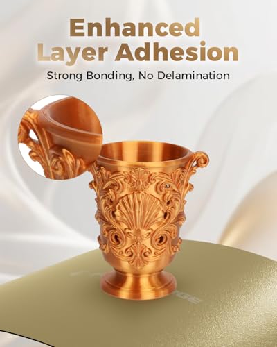 Image of VOXELAB Silk+ PLA Filament 1.75mm, Shiny Chrome-Like Finish with Enhanced Layer Adhesion, 1kg (2.2lbs) for Most FDM 3D Printers, Smooth & Flawless Printing(Gold)