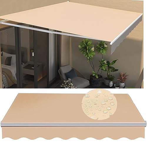 DAZULI Retractable Awning Shade Fabric Replacements, 100% Sun Shade Canopy Canvas，280gsm Polyester Shade Cover for Outdoordeck Garden Awning(Size:11x8ft,Color:Beige)