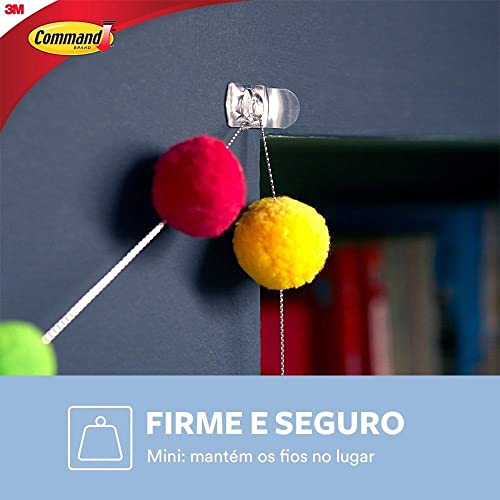 Command, 3M, Organizador de Fios, Adesivo Removível sem Estragos, Transparente, Pequeno, 20 unidades