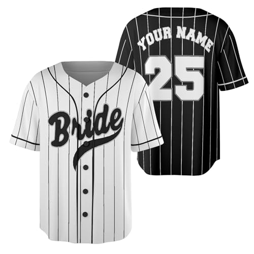 Bride and Groom Matching Baseball Jersey, Personalized Bride and Groom Shirts, Custom Husband and Wife T-Shirt Wedding Honeymoon Matching Outfit White