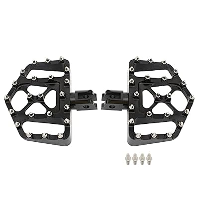 Wide Foot Pegs MX Mini Floorboards Footrest for Harley Softail 2018-2024 Street Bob Deluxe Low Rider Fat Bob Sport Glide Fatboy Breakout Slim (Front Peg, Silver Black)
