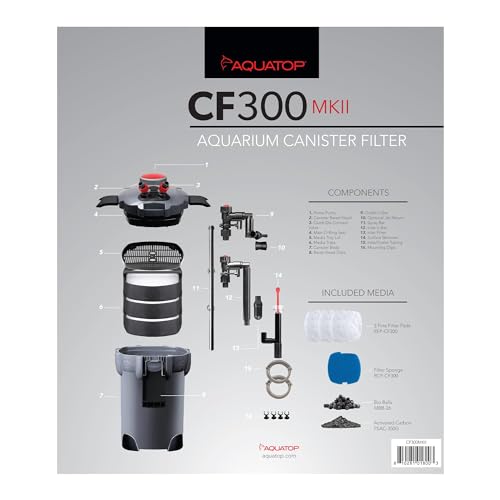 Aquatop CF-300MKII 3-Stage 264 Gph Canister Filter With Super Quiet Vortex Easy Prime – 55W Power For Up To 75-Gal thumb #2