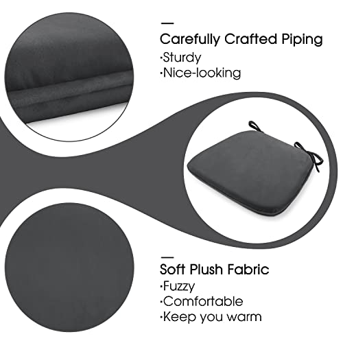 Basic Beyond Kitchen Chair Cushions Set Of 4, U Shaped Memory Foam Chair Cushion With Ties, 17 X 15 Inches Soft Plush Velvet Chair Pads For Dining Chairs(Dark Grey) #TOP4
