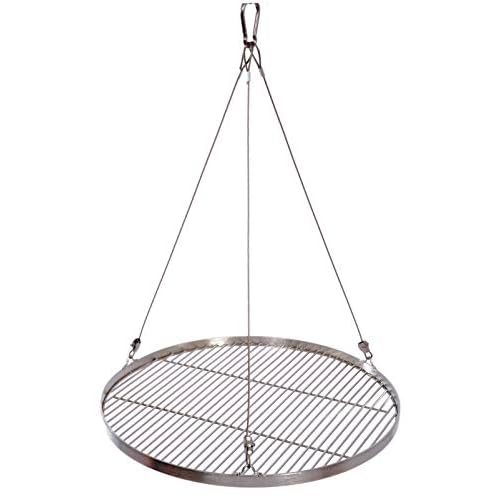 50 cm Grillrost Edelstahl für Schwenkgrill 3 Bein BBQ Grill Rost mit Seil 10 mm Stababstand