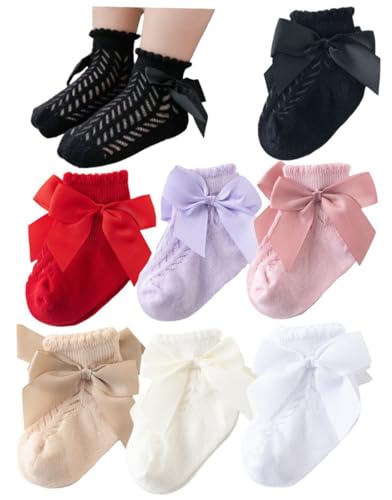 Toptim Baby Girl Socks Infant Toddler Elastic Mesh Socks with Bow