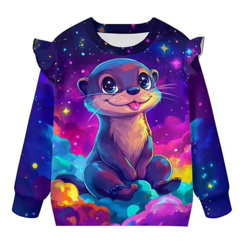 Kawaii Long Sleeve Shirts for Girls Ruffle Sleeve Sweatshirts Toddler Clothes for Girls Athletic Tops Size 1-8