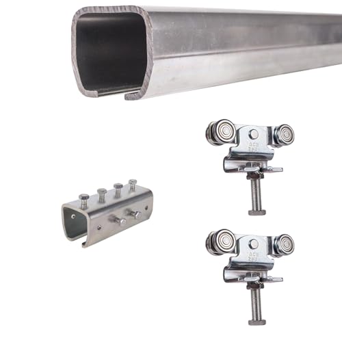 ATTAS MEA Schiebetürbeschlag Komplettset Schiebetore & Scheunentore Typ 0 bis 90 kg | 2-4-6 m |Schiebetorbeschlag | Laufschiene & Laufkatze | C Schiene für Außenbereich | ohne Halterung