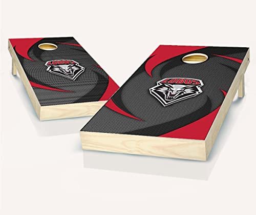 New Mexico Lobos Swoosh Themed Cornhole Wraps Board Set Bean Bag Toss + 8 ACA Regulation Bags ~ Made in The USA