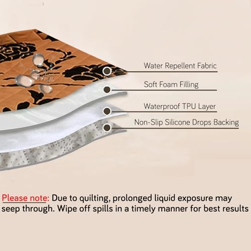 Image of HOKIPO 'Elira Series' Water Repellent + Waterproof Quilted Sofa Mats | Make Your Own Sofa Cover Set | Length 70cm - Copper Brown Floral (AR-5242-C8)