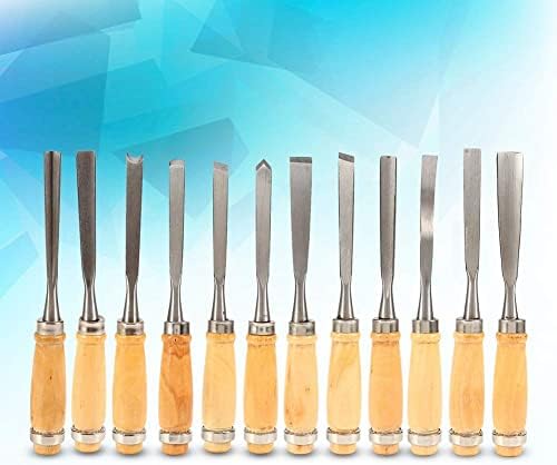 12Pcs Woodworking Lathe Chisel Professional Wood Gouges Carving Hand Chisel Tools with Storage Bag DIY Woodworking Sculpting Whittling Wood Carving Chisel Set is Great for Beginners