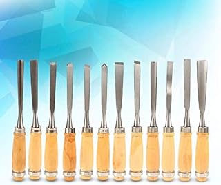 12Pcs Woodworking Lathe Chisel Professional Wood Gouges Carving Hand Chisel Tools with Storage Bag DIY Woodworking Sculpting Whittling Wood Carving Chisel Set is Great for Beginners