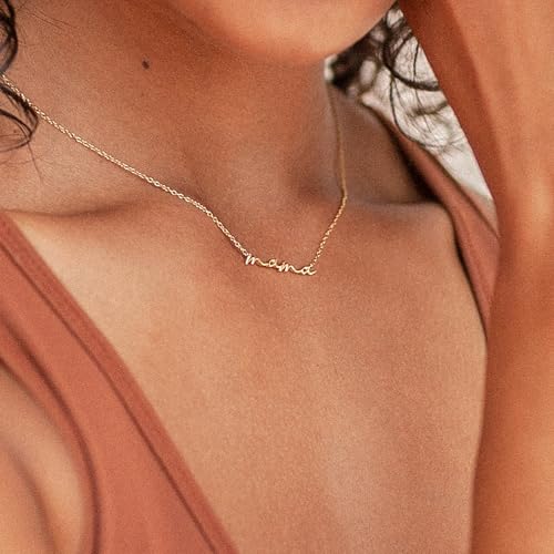 SLOONG Mama Necklaces for Women, Gifts for Mother, 14K Gold Plated Dainty Necklace Non Tarnish Jewelry, Gifts for New Mom4