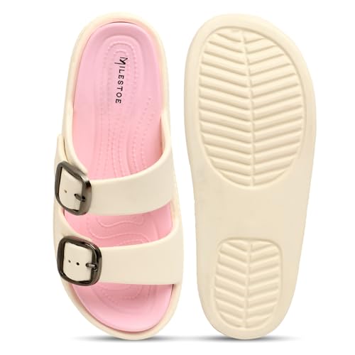 Image of Essence Women Buckle Sandals with Super Soft Insole | Ergonomic Footbed | Lightweight | Platform Heel | Cushioned Sole | Suggested by Doctors I Latest, Stylish and Trendy Slip-Ons for Girls and Ladies