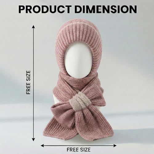 Image of Kraptick Women's Winter Cap and Scarf Set - Thick Fleece Lined Knitted Beanie Hat and Neck Warmer Muffler for Ladies, Stretchable & Soft Woolen Snow Proof for Extreme Cold -5