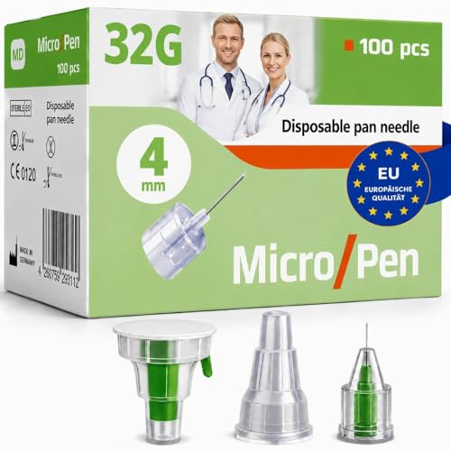 Sterile Einweg-Nadeln 32G (0 23 x 4mm) - 100 Stück mit Schutzfolie | Präzisionsnadeln aus Edelstahl für Labor Industrie Kosmetik & technische Anwendungen (32G (0 23 x 4mm) )