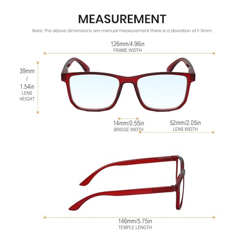 Image of Calabria R861 Rectangular Blue Light Blocking Reading Glasses Men Women Trendy Eyeglass Work Gaming Computer Readers w /Case
