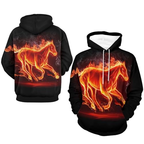 Sweat à capuche Cheval Feu pull décontracté pour les sorties en ville taille S