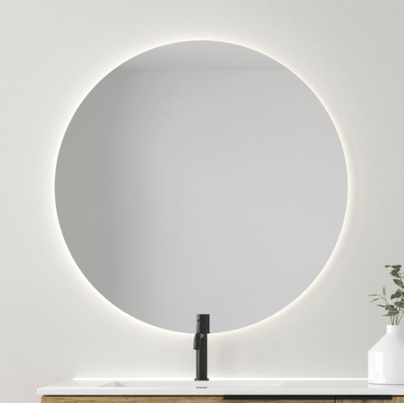 Miroir rond salle de bain 60cm au design minimaliste sans cadre avec LED