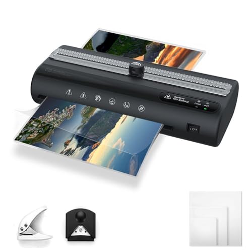 Máquina laminadora A4, máquina laminadora de prensa caliente doméstica pequeña de 9 pulgadas, máquina laminadora térmica y en frío fotográfica de 320 mm/min, calentamiento rápido de 2 minutos, for uso