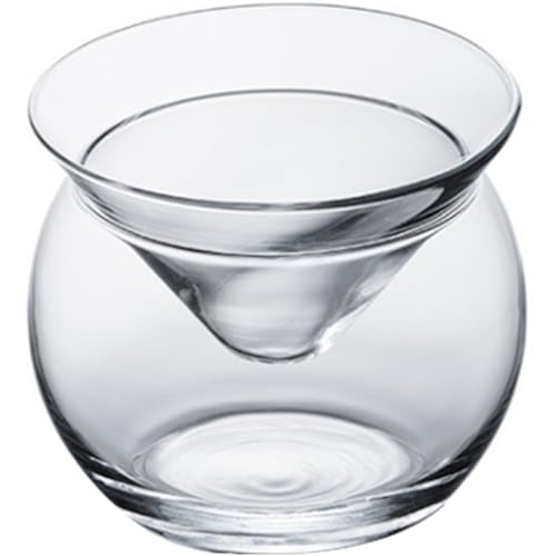 Casas de martini sin tallo con enfriador, juego de porción de caviar transparente de 150 ml, copas de cóctel fáciles de limpiar para martini, vino, licor cóctel sin tallo, enfriador de vidrio.