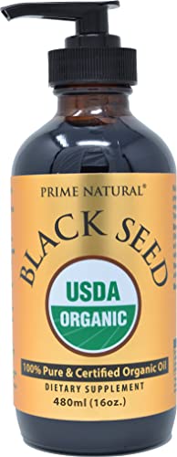 Organic Black Seed Oil 16Oz - Usda Certified - High Thymoquinone, Turkish Origin, Pure Nigella Sativa - Cold Pressed, Unrefined, Vegan - Omega 3 6 9, Antioxidant, Immune Boost, Joints, Skin & Hair #TOP3