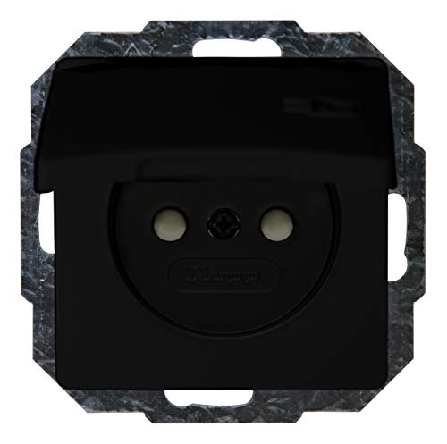 Preisvergleich Produktbild Kopp Paris Mittenschutzkontakt-Steckdose mit Deckel + erhöhtem Berührungsschutz, Mattschwarz, 944850084