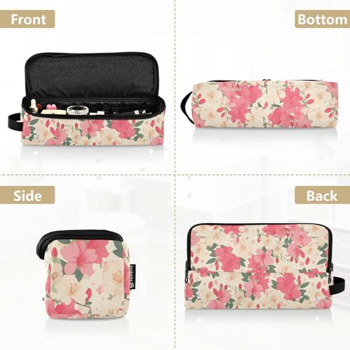 Organizador de Herramientas para Cabello 2 en 1 con Esterilla Resistente al Calor Rosa Fucsia y Blanco con Flores, Bolsa de Viaje Grande para Plancha de Pelo, Rizador y Secador miniatura 5