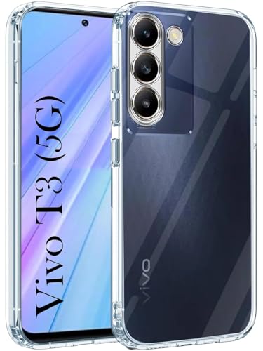 Image of NISHTECH for Vivo T3 5G, Vivo y200E 5G Premium Transparent Hybrid Soft Slim Dust Proof Back Case Cover Silicone with Camera Protection