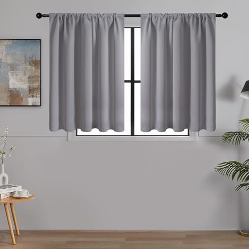 MRTREES Petit Rideaux Occultants Thermique Isolant Anti Froid de Fenetre Tissu Impermeable Rideau Cuisine Court Anti Chaleur Passe Tringle pour Chambre Salon,...