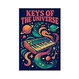 Cosmic Keys Psychedelic Keyboard - Retro 70s Cosmic Music, Psychedelic Synthesizer And Piano, Suitable for Studio, Dormitory Or Lounge Decoration Canvas Posters Wall Art Bedroom Office Room Decor Gift