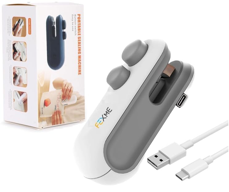 FEXME Portable Mini Sealing Machine Sealing Machine 2 in 1 USB Rechargeable Magnetic Bag Sealer with Cutter Mini Sealer for Food Snacks Chips Fresh Storage Plastic Bags Sealing Machine | Multicolour (B0D76F258T) Amazon Price History, Amazon Price Tracker