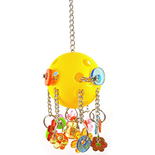 strimusimak Pets Parrot Plastic Hollow Ball Flower Bell Ring Ornaments Hanging Chewing Toy for Birds Supplies Random Color