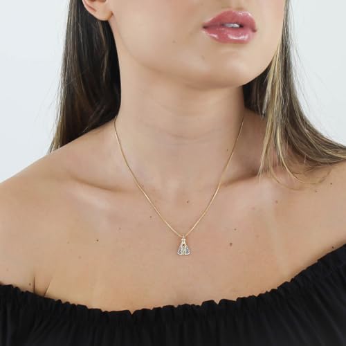 Colar Nossa Senhora Aparecida com Manto Azul Pequena – Semi Joia Delicada e Significativa, Perfeita