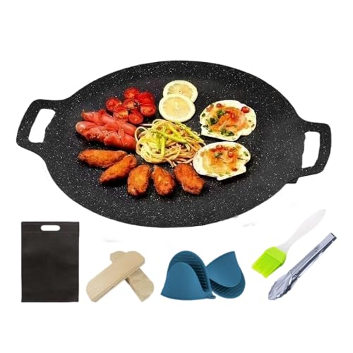 Sartén parrilla para inducción | Sartén parrilla de hierro estilo coreano, sartén compacta para fiestas en el jardín, camping, interior y exterior