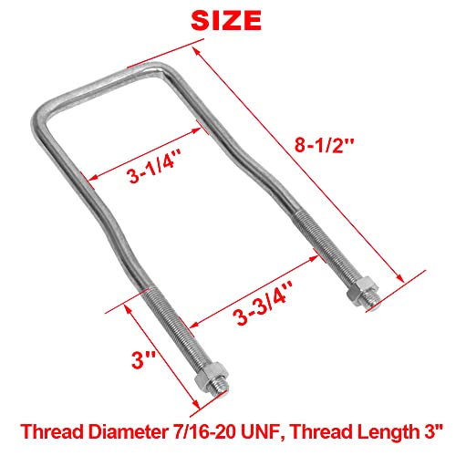 Lonwin U-Bolt Spare Tire Carrier Holder Bracket Side Mount 4 Or 5 Lug 8-1/2'' X 3-3/4'', Thread 3'' X 7/16-20 Unf #TOP1