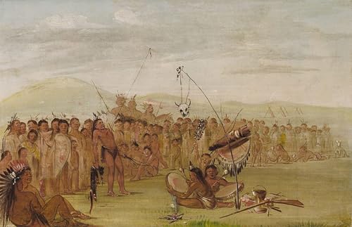 Toile peinture murale Sioux de George Catlin pour habiller un grand mur de salon vide 60x90