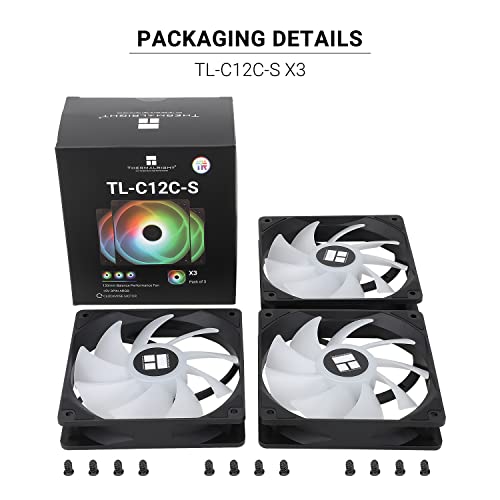 Image of Thermalright TL-C12C-S X3 CPU Fan 120mm ARGB Case Cooler Fan, 4pin PWM Silent Computer with S-FDB Bearing Included, up to 1550RPM Cooling Fan（3 Quantities）