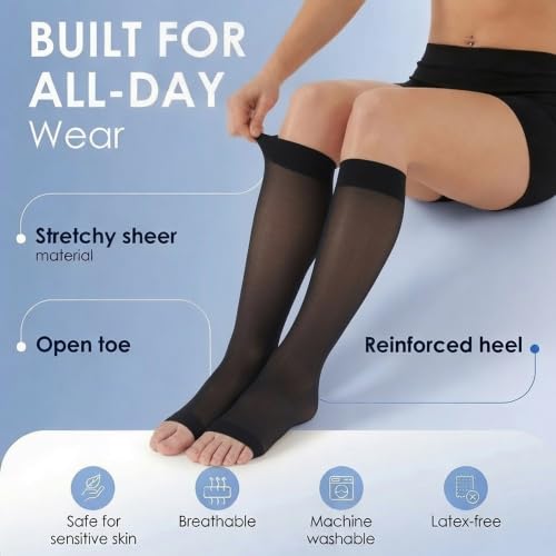 Image of ABSOLUTE SUPPORT Sheer Knee High Compression Socks 20-30mmHg